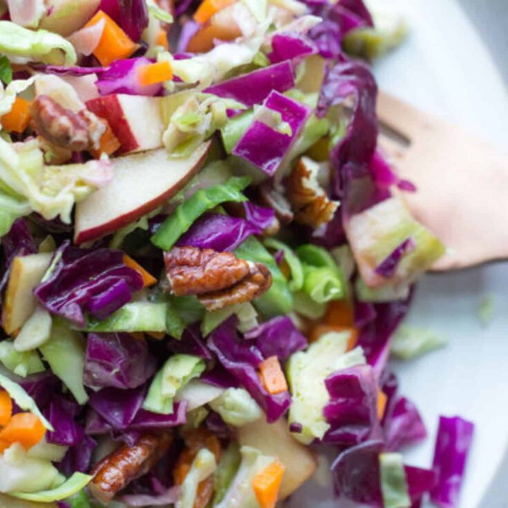 Brussels sprouts slaw with maple mustard vinaigrette