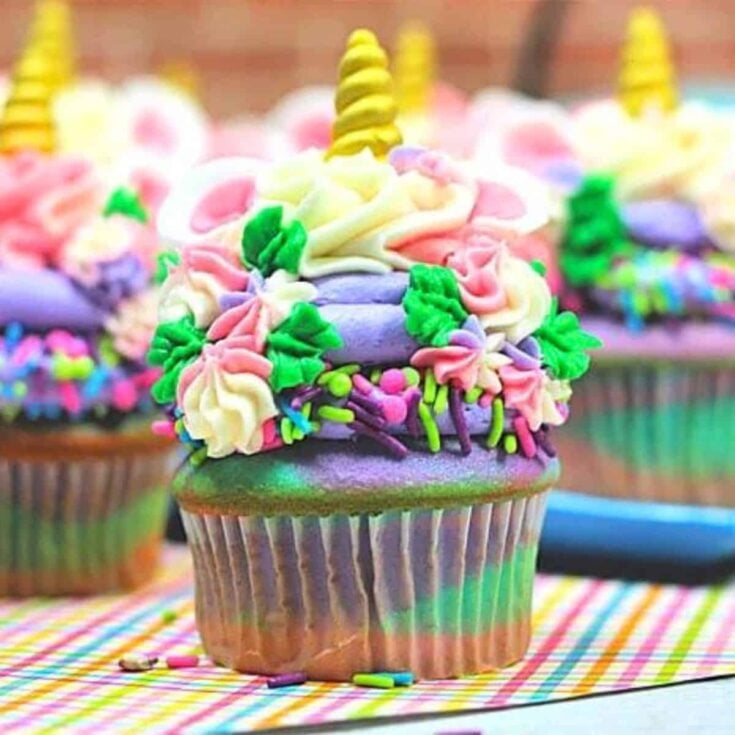 Colorful unicorn cupcakes