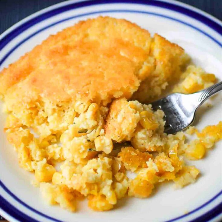 Cornbread casserole on a plate