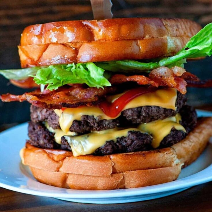 Grilled cheese double bacon cheeseburger