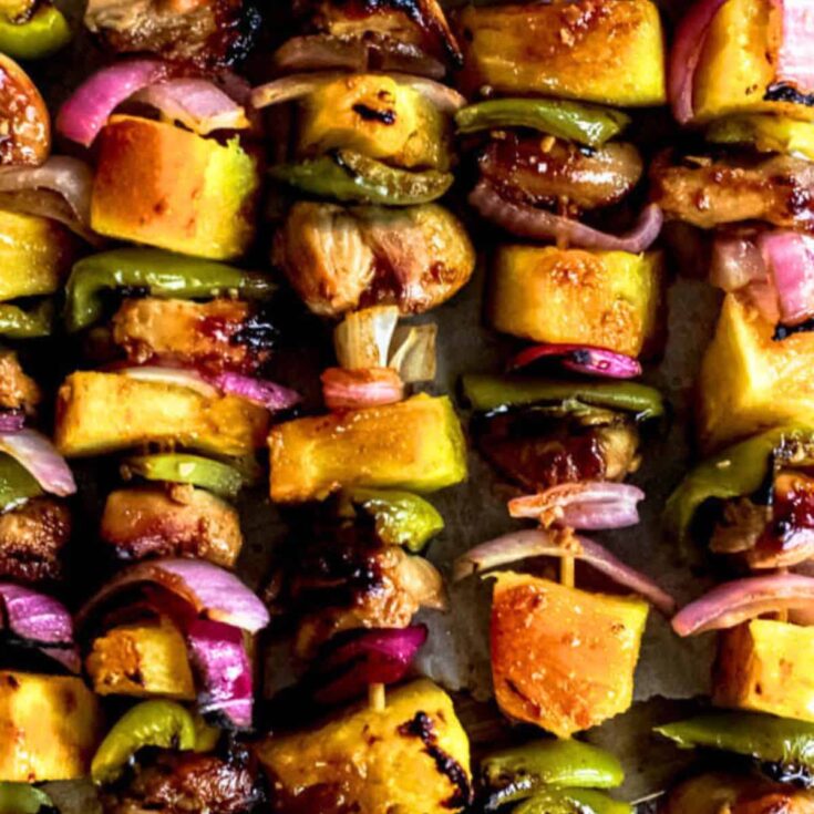 Hawaiian chicken kabobs