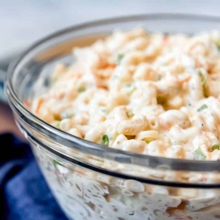 A bowl of Hawaiian mac salad