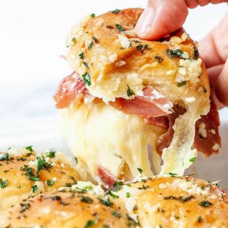Pulled out ham and cheese sliders