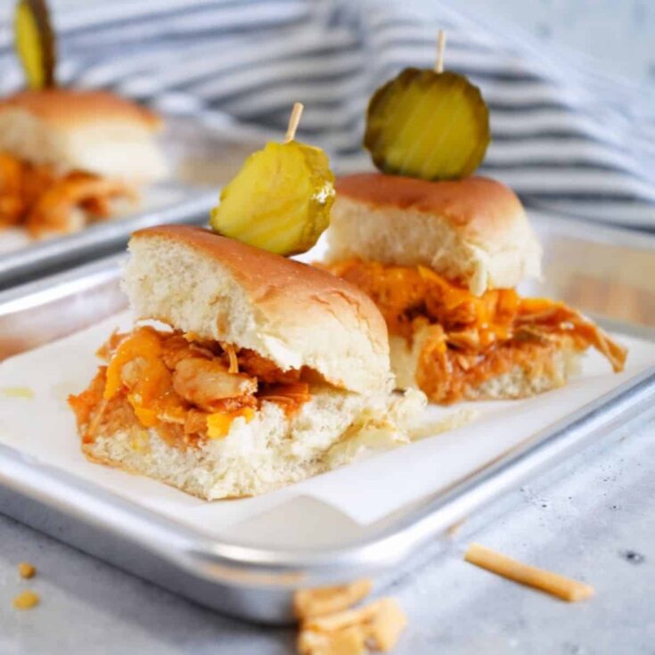 Instant Pot chicken sloppy joe sliders served on a plate