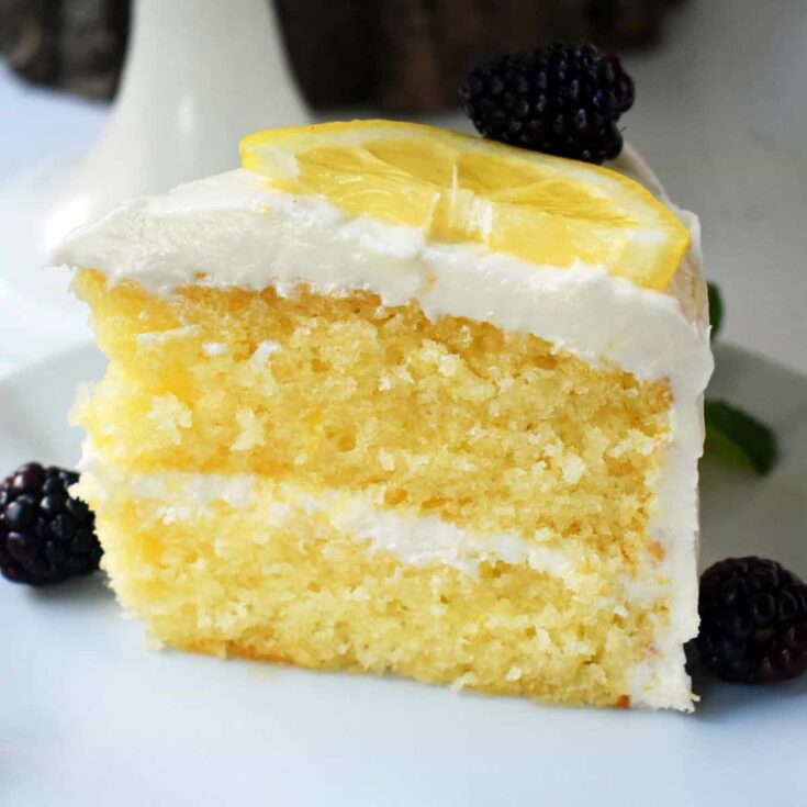 A slice of Italian lemon olive oil cake