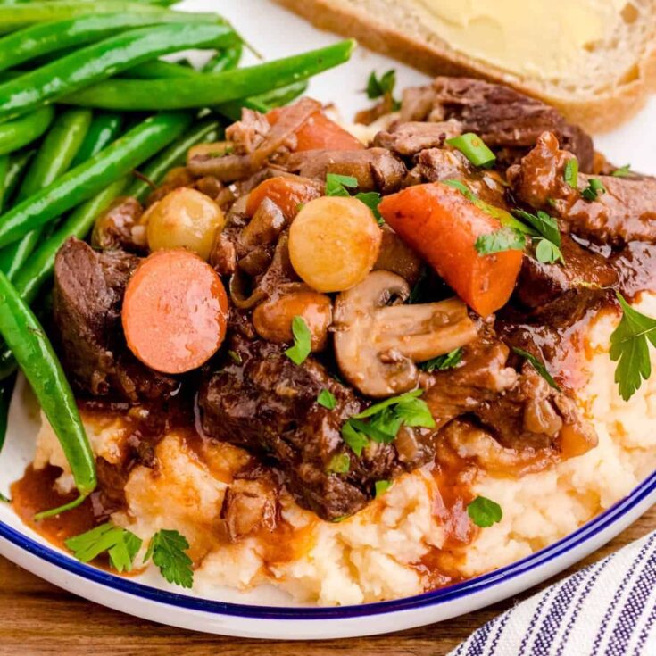 A plate of Julia Child's beef Bourguignon