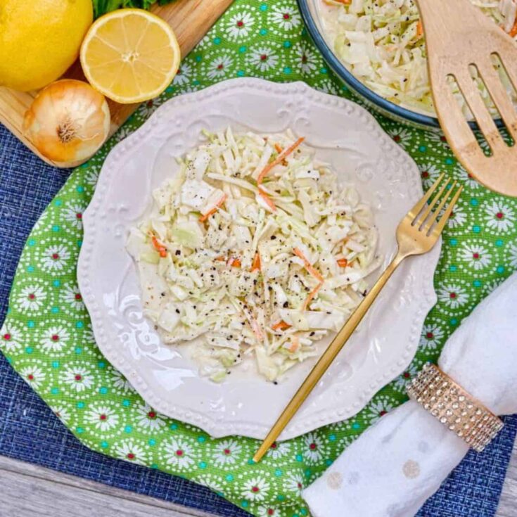 A plate of KFC coleslaw copycat