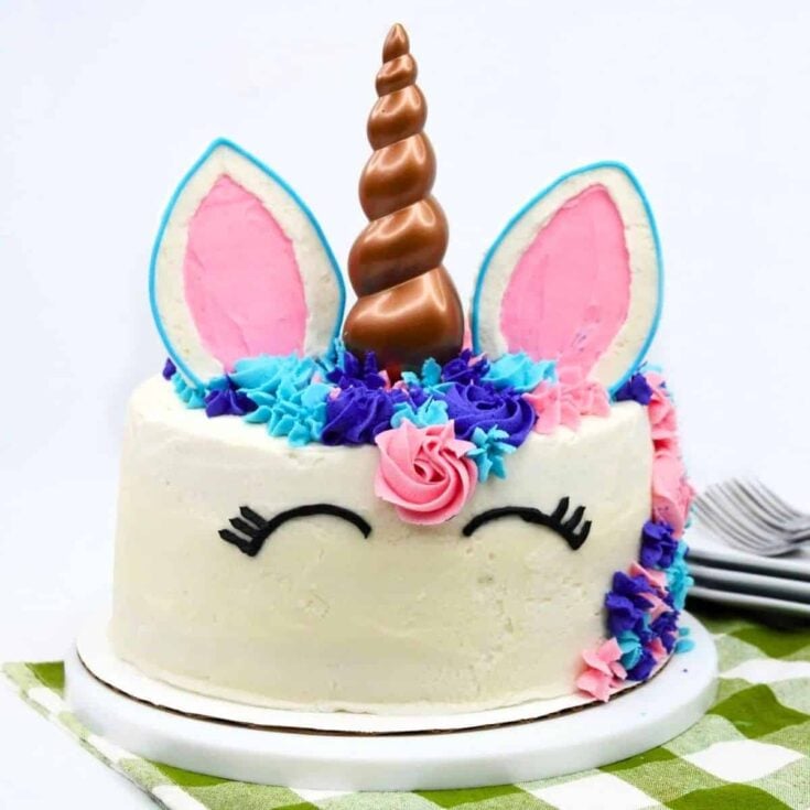 Layered birthday unicorn cake