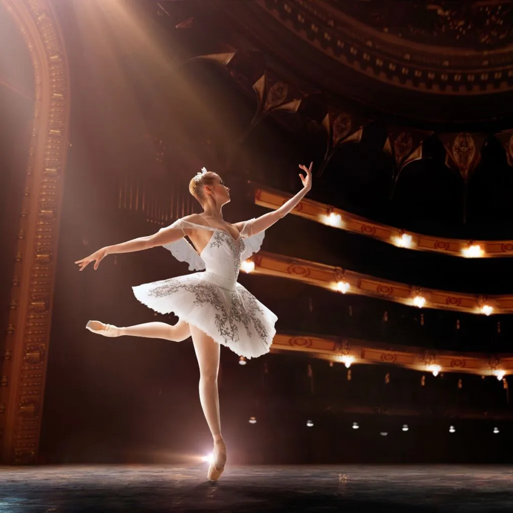 A ballerina performing