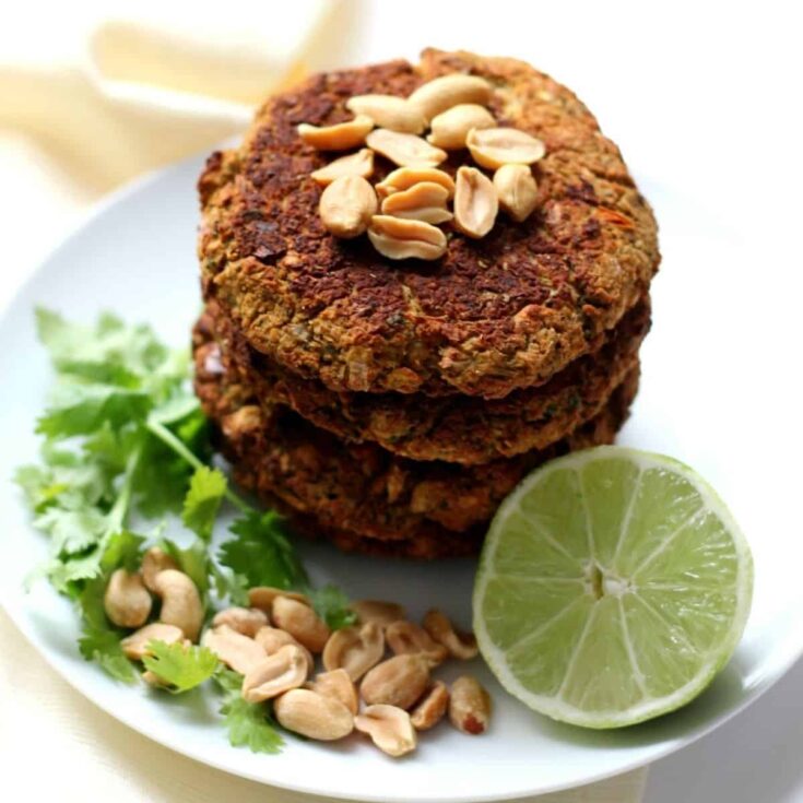 A plate of Pad Thai broccoli burger