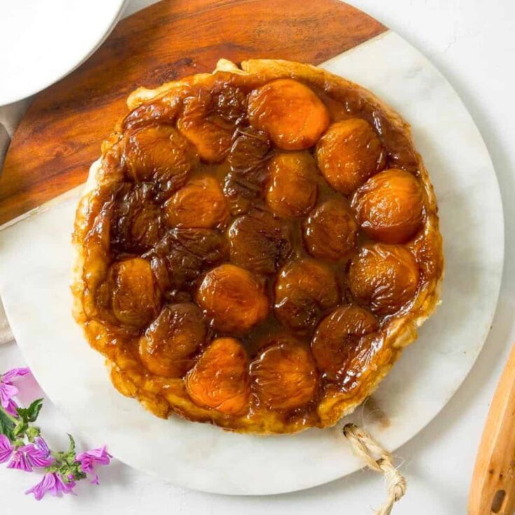 Peach tarte tatin