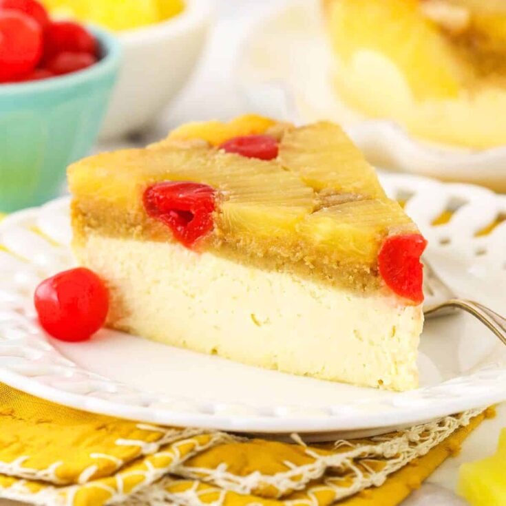 A slice of pineapple cheesecake