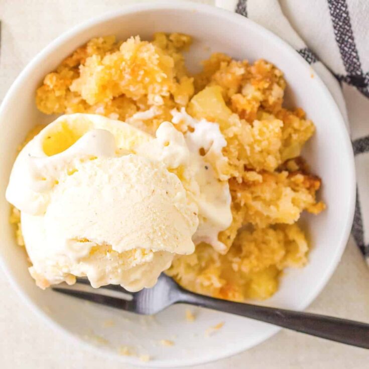 Pineapple cobbler in a bowl