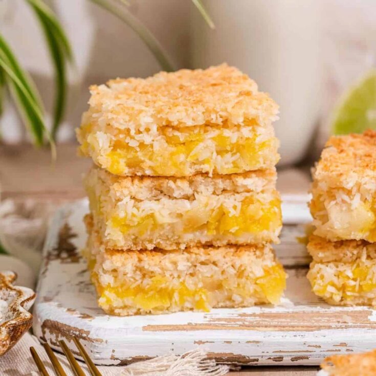 Pineapple coconut squares made after reading these Pineapple dessert recipes