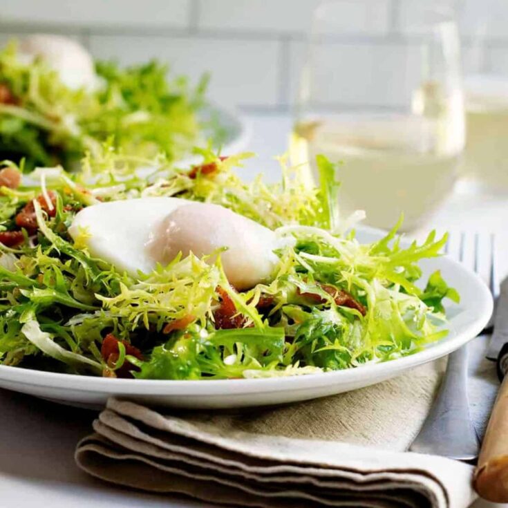 Salad Lyonnaise on a plate