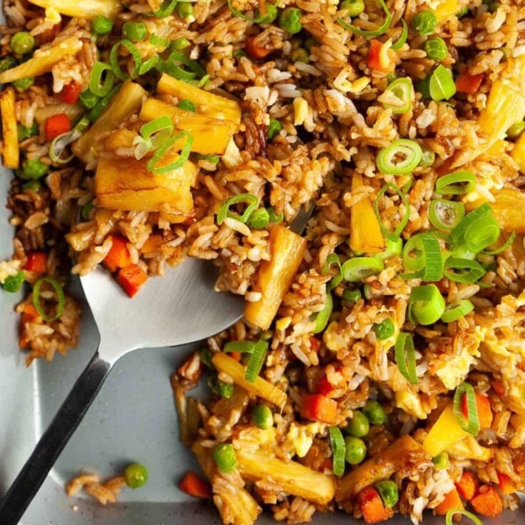 Sheet pan pineapple fried rice