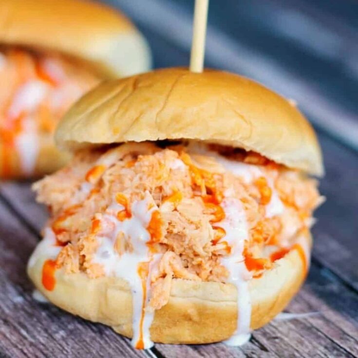 Slow cooker buffalo chicken sliders