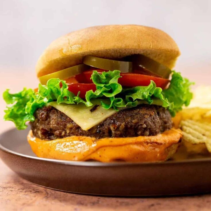 A plate of Sriracha mayo burger