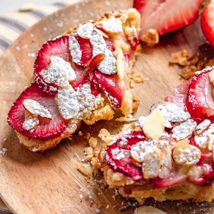 Strawberry almond bostock pastry with croissant