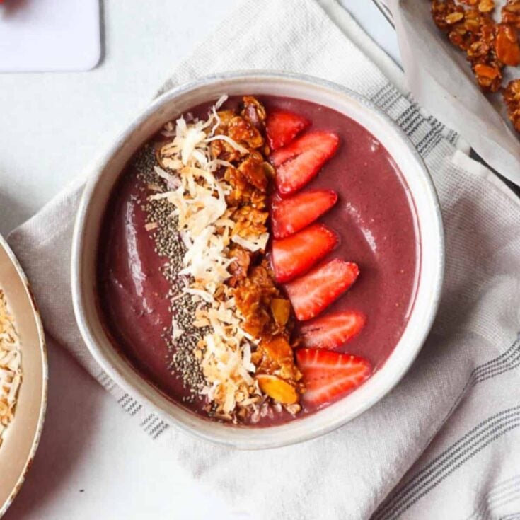 Strawberry banana acai bowl
