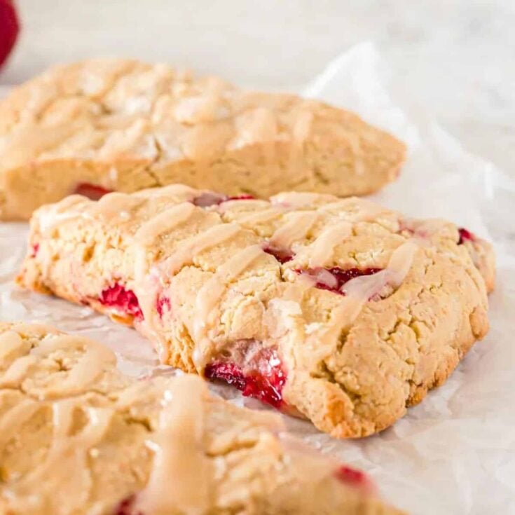Strawberry lemon scones made after reading these Valentines breakfast