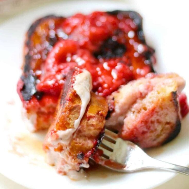 Vegan strawberry stuffed French toast