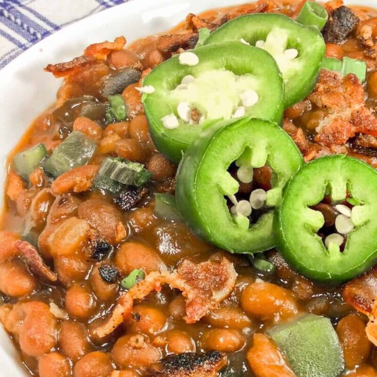 Sweet and spicy Instant Pot baked beans