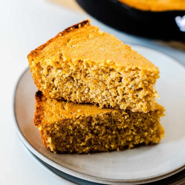 A slice of sweet cornbread