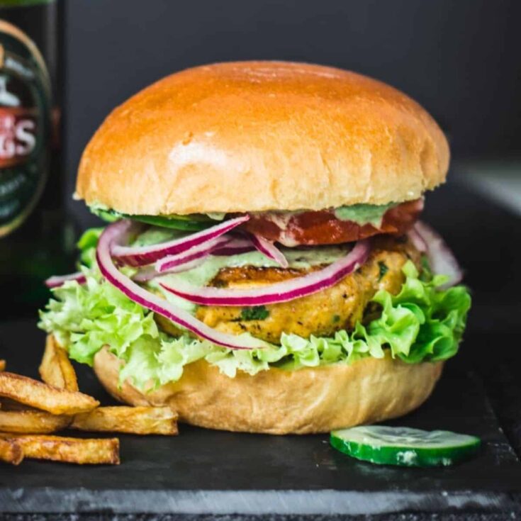 Tandoori chicken burger