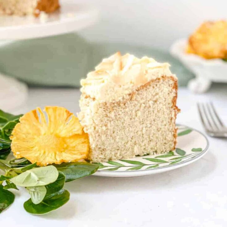 A slice of tropical angel food cake