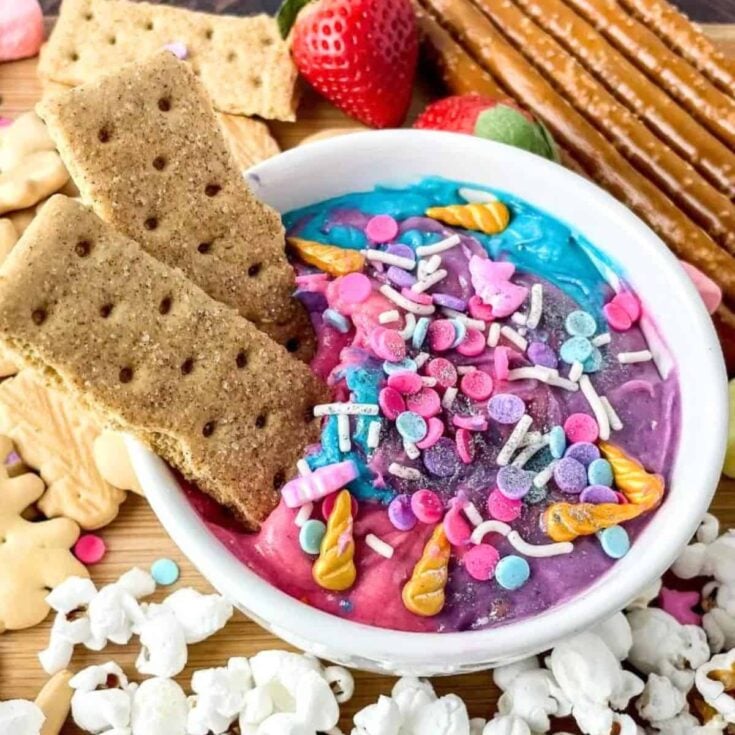 Unicorn dip charcuterie board