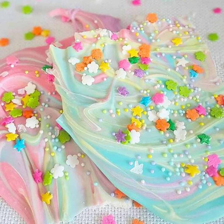 Unicorn poop bark with sprinkles