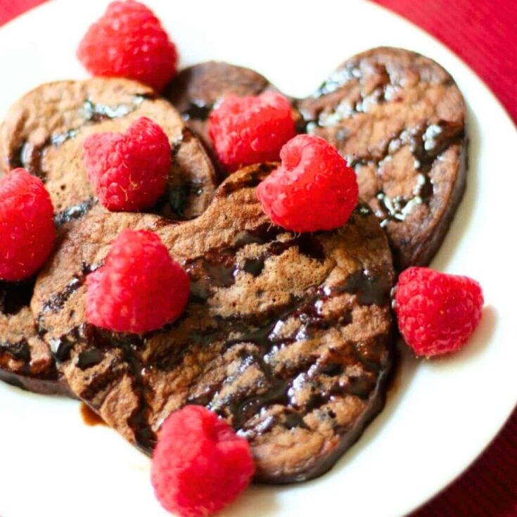 Heart-shaped Valentine's Day pancakes
