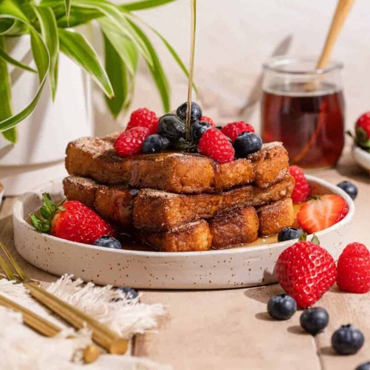 Vegan French toast sticks with cinnamon sugar