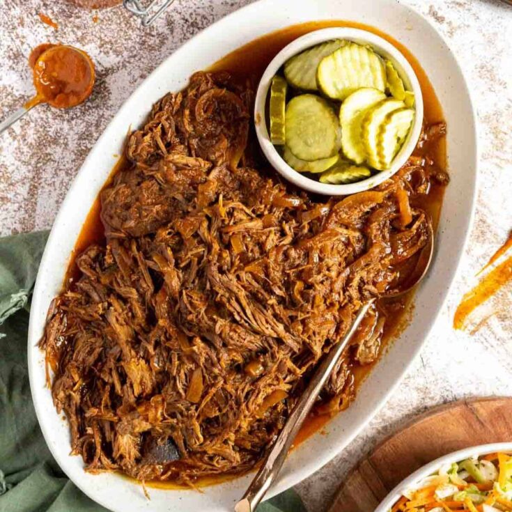 BBQ shredded beef made after reading these Potluck recipes