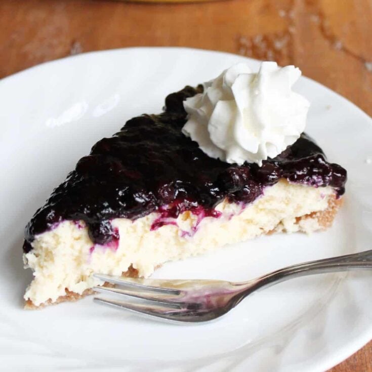 A slice of blueberry cream cheese pie&nbsp;