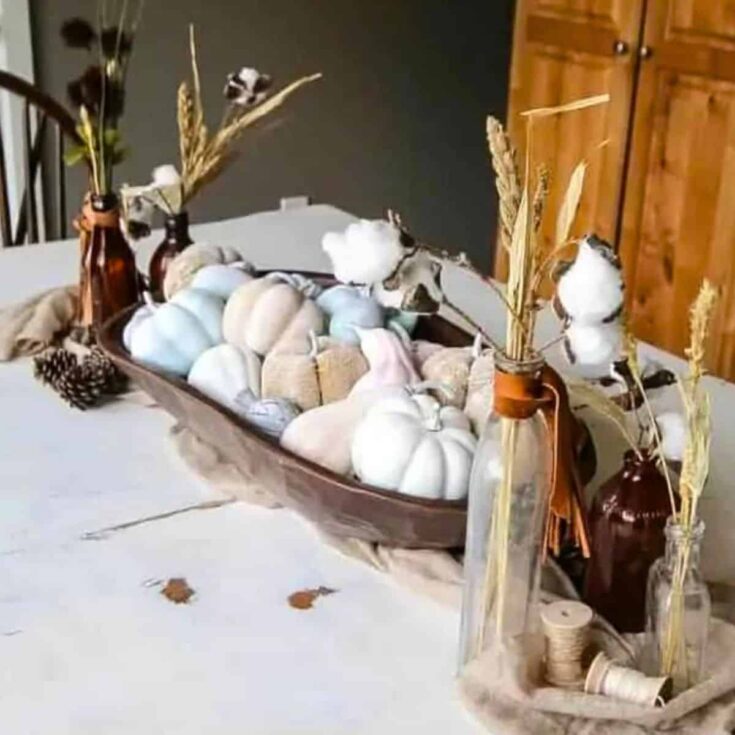 fall centerpiece made from dollarstore products