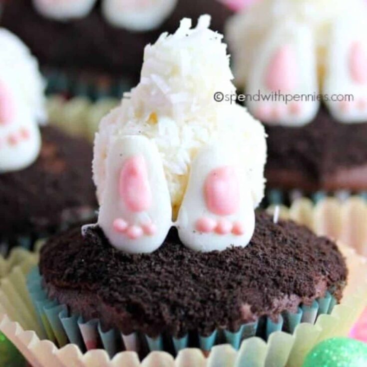 Bunny butt Easter chocolate cupcakes