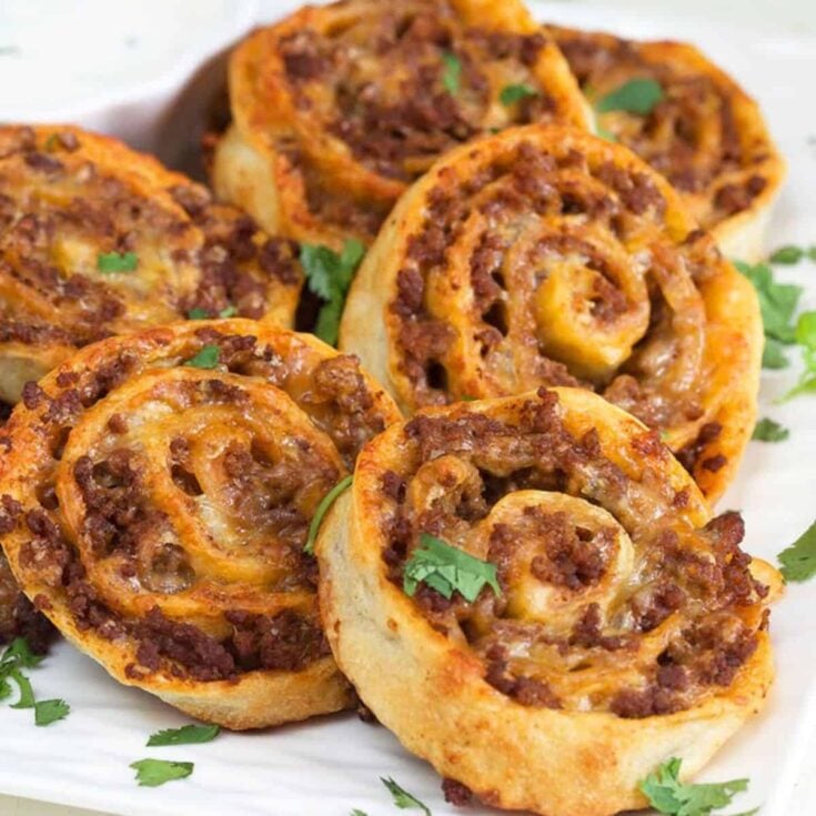 Cheesy taco pinwheel on a plate