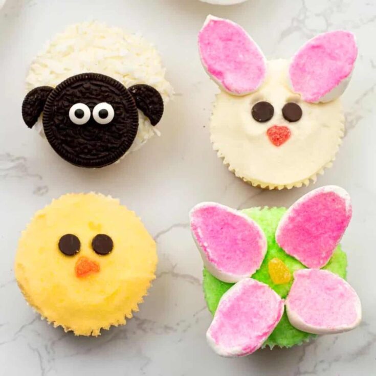 Four cute Easter cupcakes