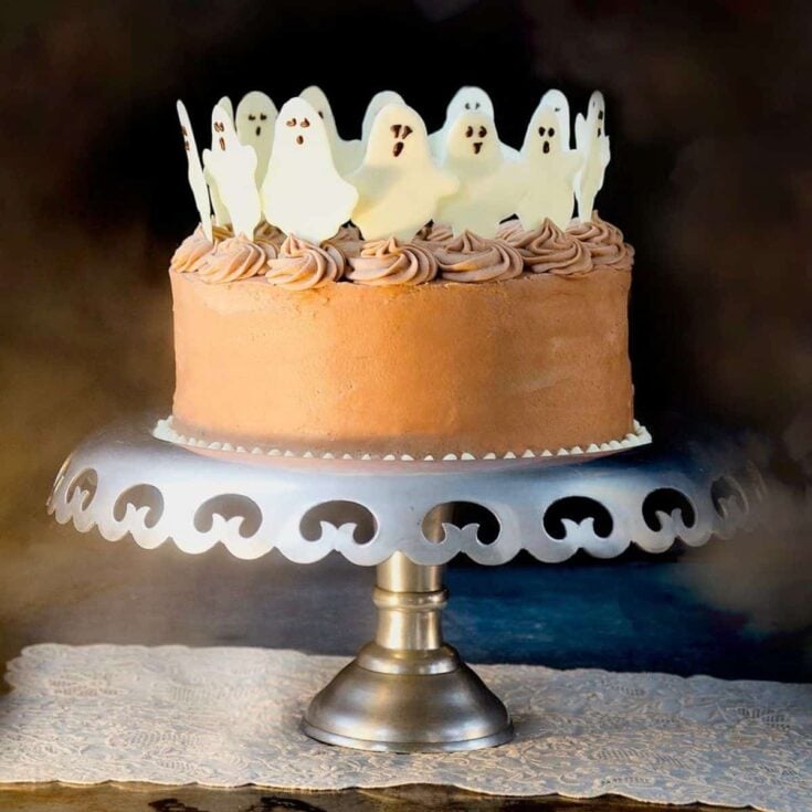 Dancing ghosts chocolate coconut cake