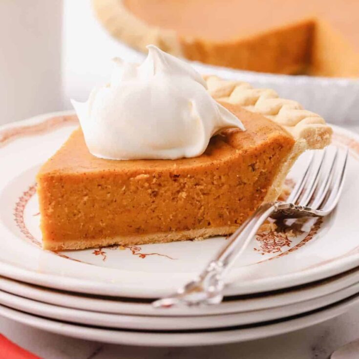 A slice of southern sweet potato pie