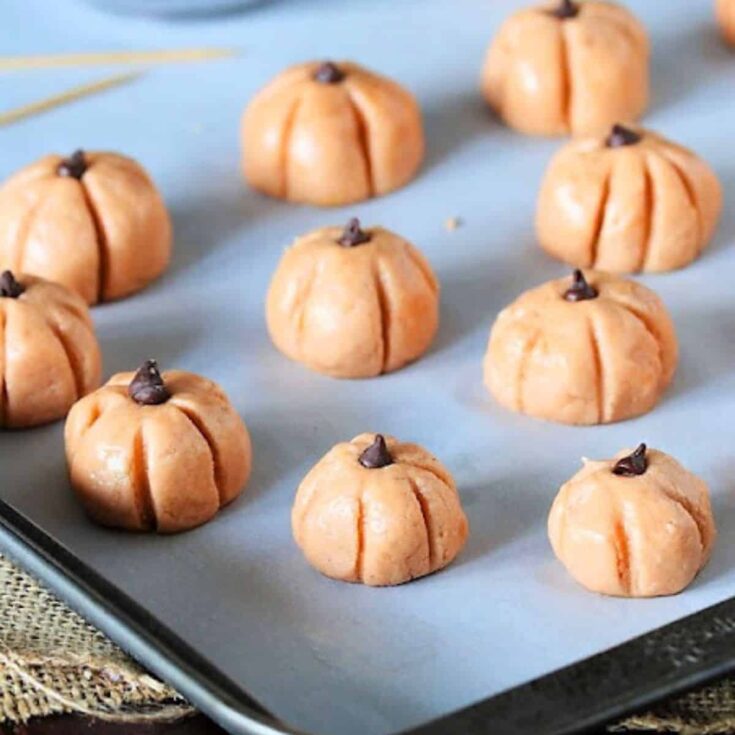 Peanut butter pumpkins on a tray
