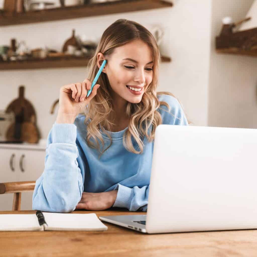 A woman using her laptop