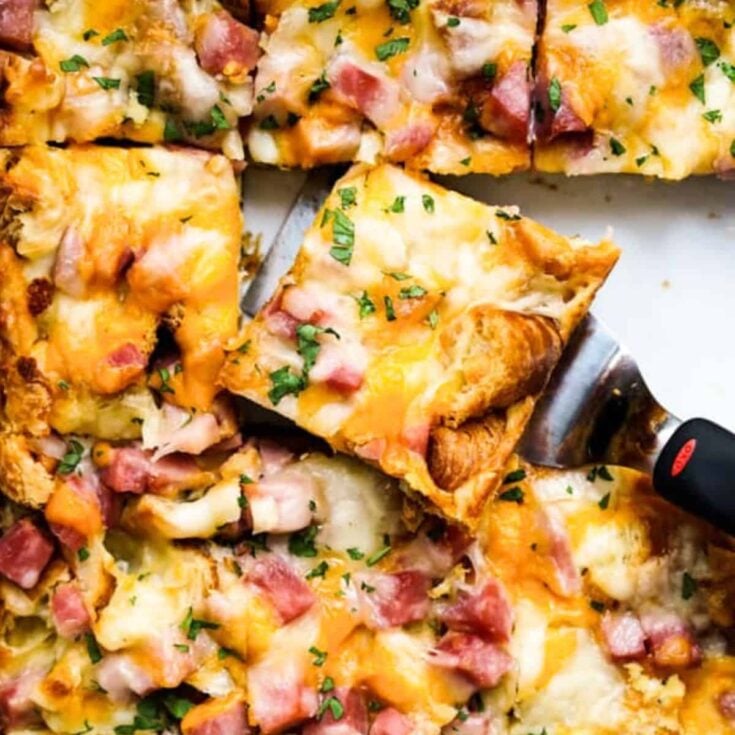 Ham and cheese croissant casserole made after reading these Leftover ham recipes