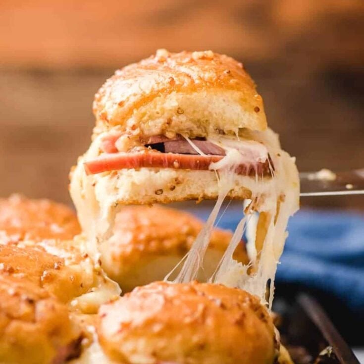 Hawaiian roll ham and Swiss sliders