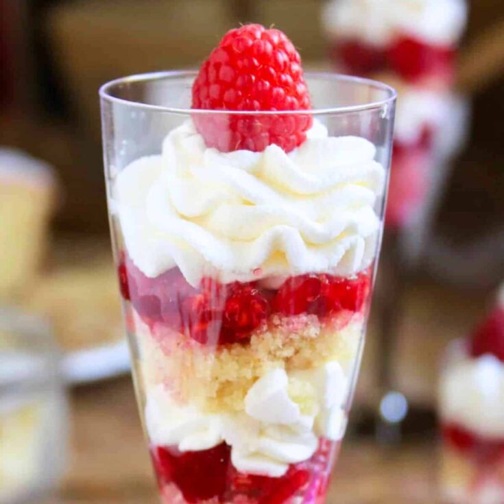 Individual lemon raspberry trifle
