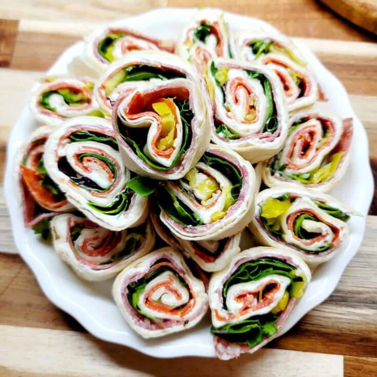 A plate of Italian sub pinwheel