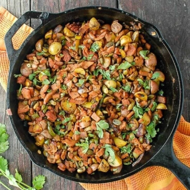 Jalapeno ham hash on a pan