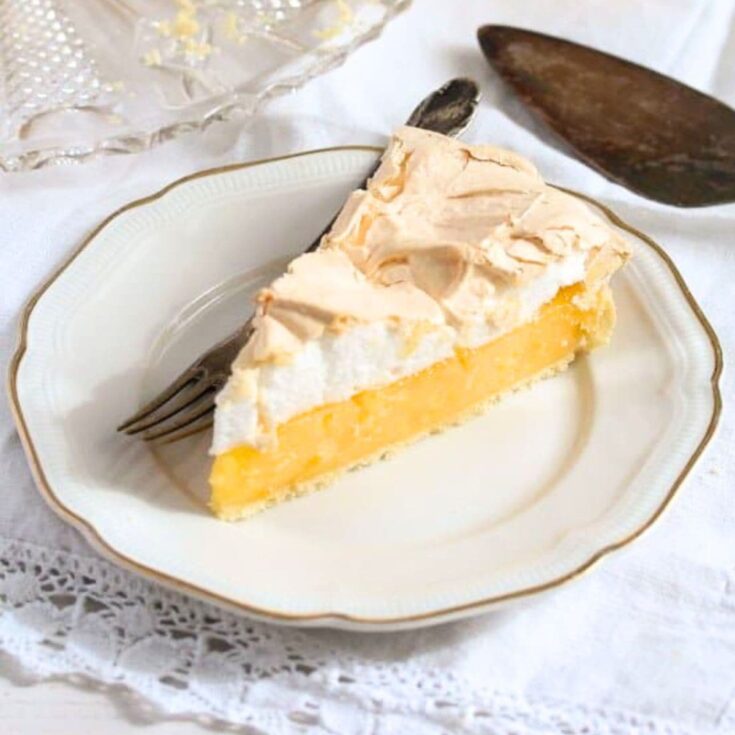 Lemon meringue pie on a plate